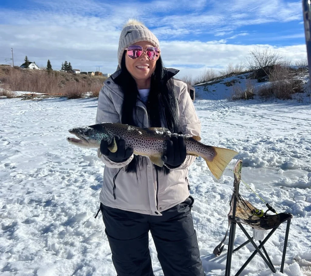 Ice fishing brown trout in Dillon, Colorado with Big Ed’s Fishing Ventures guided by Captain Scott