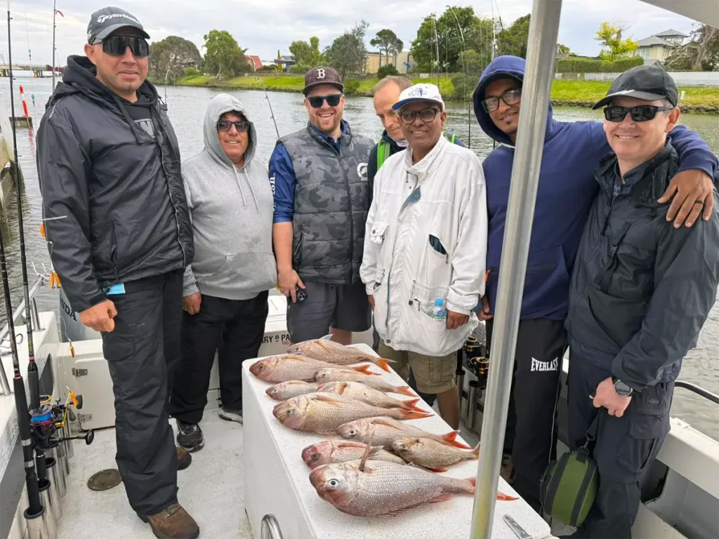 Group fishing charter snapper catch Carrum Victoria