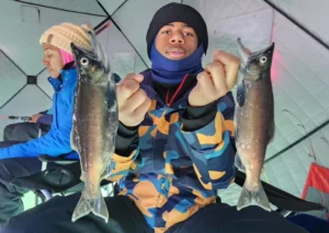 Ice fishing trout caught near Dillon, Colorado with Silver Flask Fishing led by Captain George Peebles